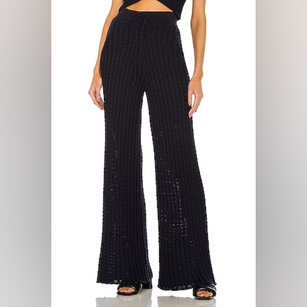 $368 AMUR Cable Knit Lounge Pant in Navy Eclipse size Small - Picture 1 of 4